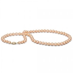AAA Quality, 6.0-7.0 mm Pink/Peach Freshwater Pearl Necklace, 18-inch, 14k Yellow Gold Clasp
