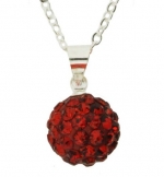 Red Pave Bead Disco Ball Swarovski Crystal Pendant with 16 Sterling Silver Chain, Lowest Price for a Limited of Time, #27