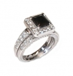 Edwin Earls Black & White Wedding Engagement Ring Set Sterling Silver Cz Wedding Rings (5)