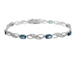 London Blue Topaz Bracelet 4.4 Carat (ctw) in Sterling Silver with Diamond Accent