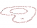 Freshwater Pink Pearl Earring, Necklace 6-7mm (18 inch) and Bracelet Set with Sterling Silver Clasp