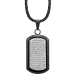 Willis Judd New Mens Black Stainless Steel Dog Tag Pendant Engraved Soul Mates with Silver Carbon Fiber on Genuine Leather Necklace Packed in a Free Black Velvet Gift Pouch