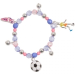Heirloom Finds Girls Enamel Soccer Ball & Crystal Beaded Charm Bracelet