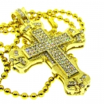 Men's Bling King Cross Pendant - Iced Out - 24k Gold Plated - Bling