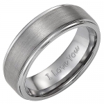 Brand New Mens Tungsten Ring Engraved I love You In Black Velvet Gift Box Size 12