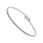 Ladies Silver Plated Bling Fashion Bangle - White Crystal Iced Out - Flexible