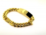 ID Bracelet - 24 k Gold Plated - Men's - 13MM WIDE, 9 inch Bling solid chunky