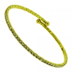 Ladies 24K Gold Plated Bling Fashion Bangle - White Crystal Iced Out - Flexible