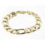 Figaro Bracelet - 24 k Gold Plated - Men's - 12MM WIDE, 9 inch Heavy, Bling solid