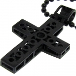 Men's Large Cross Pendant - Iced Out - Black Plated - Heavy Bling