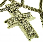 Small Silver plated Hip Hop Bling Iced Out Cross Pendant with 24 inch Chain