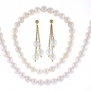 Pearl Freshwater Cultured White Necklace Bracelet Dangle Earring Set 7-7.5mm 18 inches Bucasi