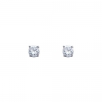 14K White Gold 3mm Round CZ Solitaire Basket Stud Earrings with Screw-back for Children and Women