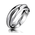 Triple Russian Interlocking Stainless Steel Unisex Wedding Band Ring, Sizes 8