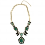 Heirloom Finds Regal Emerald Green Black Crystal Collar Statement Necklace