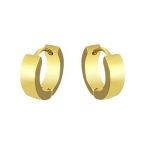Yellow Gold Tone Men Unisex Huggie Earrings in Stainless Steel