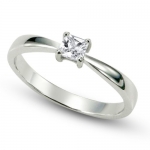 Sterling Silver Cubic Zirconia Solitaire 0.1 Carat tw Princess Cut CZ Engagement Ring, Nickel Free Sz 5