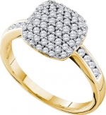 14K Yellow Gold Round Diamond Square Engagement Wedding Ring 1/2 Cttw