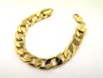 Curb Bracelet - 24 k Gold Plated - Men's - 13MM WIDE, 8 inch Bling solid chunky