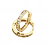 14K Yellow Gold Plated 2.5mm Thickness CZ Channel Set Hoop Huggies Earrings (0.7 or 17mm)