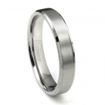 Titanium 5mm Beveled Wedding Band Ring w/ Brushed Center Sz 7.0