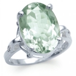 5.53ct Green Amethyst & White Diamond Sterling Silver Cocktail Ring SZ Size 8.5