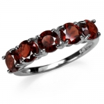 3.05ct 5-Stone Natural January Birthstone Garnet Sterling Silver Ring Size 7