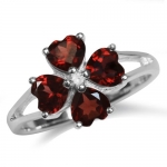 2.28ct. Natural Heart Shape Garnet 925 Sterling Silver Flower Ring Size 6