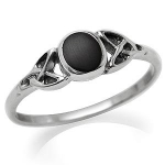 Black Onyx Inlay 925 Sterling Silver Celtic Knot Ring Size 7.5