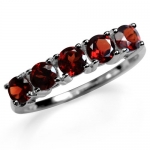 1.5ct. 5-Stone Natural Garnet 925 Sterling Silver Ring Size 6