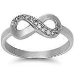 Sterling Silver Classy Infinity Ring with Multi Simulated Clear Diamonds with Face Height of 7MM - Crazy2Shop