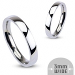 3MM Stainless Steel High Polished Light Comfort Fit Traditional Dome Wedding Band Ring - Crazy2Shop