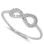 Sterling Silver Classy Thin Simulated Diamond Pave Infinity Ring with Face Height of 5MM - Crazy2Shoop