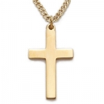 1 14k Gold Plated Sterling Silver Polished Plain Cross Necklace on 18 Inch Chain