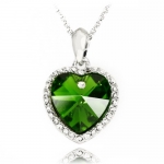 Titanic Heart of the Ocean Green Necklace for Women with Cubic Zirconia and Sparkling Clear Rhinestone Accents 16'' Long with 1.5'' Extender