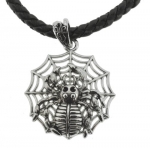 Spider Pendant Braided Leather Necklace