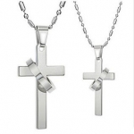 Stainless Steel Cross Couples Necklaces 22 And 20-SN3269