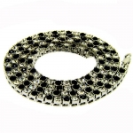 Men's Crystal Chain Necklace - White/Black Iced - Silver Plated - Bling