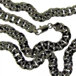 Curb Chain Necklace - Gun Metal - Men's - 10MM WIDE, 24 inch, Bling solid