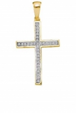 0.10 Carat (ctw) 10K Yellow gold Diamond Cross Pendant