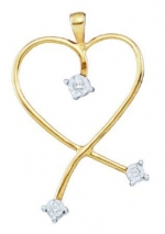 0.04 Carat (ctw) 10K Yellow gold Diamond Ladies Heart Pendant