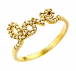 Gold Plated Love Cz Ring, Size 5