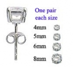 5.5 cttw Round solitaire Rhodium stud earrings by GlitZ JewelZ © - 4 pairs of Rhodium earrings at a bargain price - delicately packed in a lovely velvet pouch - sizes 4mm, 5mm, 6mm & 8mm