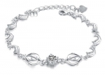 Rhodium Plated Womens Bracelet Dolphin Link Bracelet with Clear Crystal 6.5 Long with 1 Extender
