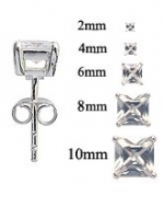 1.5 cttw CZ Crystal clear solitaire Rhodium stud earrings by GlitZ JewelZ © 6MM