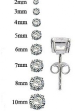 0.06 cttw CZ diamond color solitaire Silver stud earrings by GlitZ JewelZ © - TINY 2MM STUDS