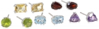 Sterling Silver Peridot, Garnet, Amethyst, Blue Topaz and Citrine Individually Boxed Stud Earring Set