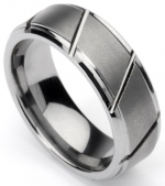 Men's Tungsten Ring/ Wedding Band, Slatted Design, Sizes 7 - 10 (rg3) (10)