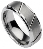 Men's Tungsten Ring/ Wedding Band, Slatted Design, Sizes 7 - 12 by Men's Collections (rg3) (8.5)