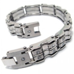 KONOV Jewelry Mens Stainless Steel Cubic Zirconia Bracelet Bangle - Silver - 8.8 Inch